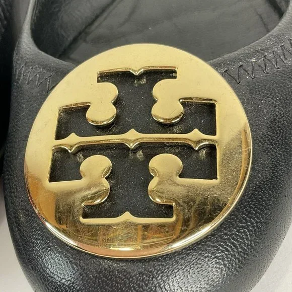Tory Burch Shoes Womens Size 7.5 Black Minnie Travel Ballet Flat Napa Leather - Picture 7 of 16